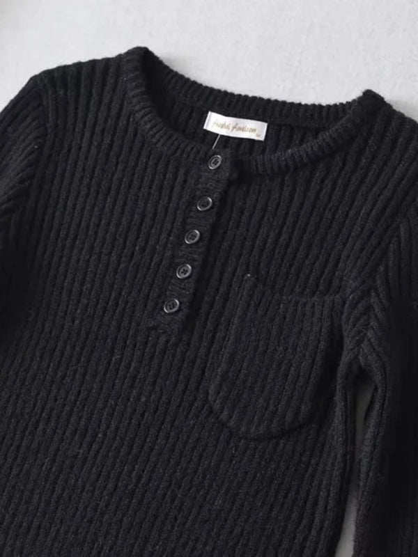 Crop Sweater- Cozy Ribbed Crop Sweater | Thickened Knit Top- - Pekosa Women Clothing