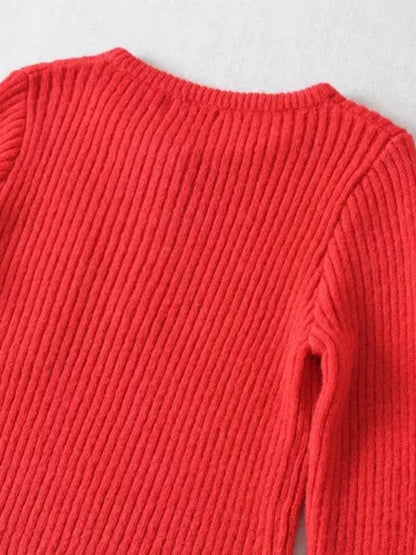 Crop Sweater- Cozy Ribbed Crop Sweater | Thickened Knit Top- - Pekosa Women Clothing