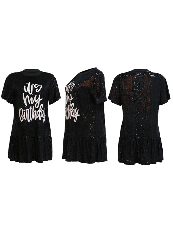 Disco Dresses- Sequined Disco Night Out Mini Dress- - Pekosa Women Clothing