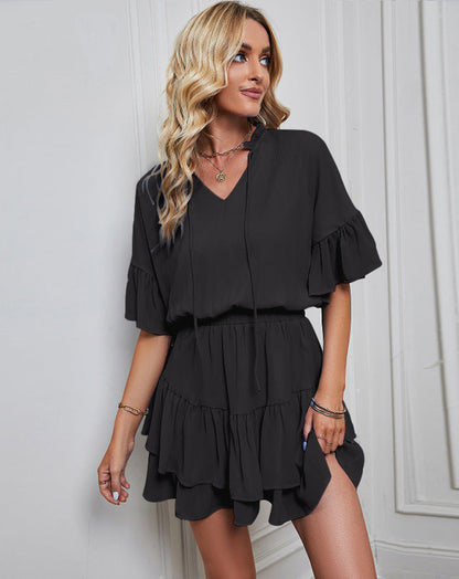 Dress- Be the Life of the Party in Our Fun and Flirty Mini Dress!- Black- Pekosa Women Clothing