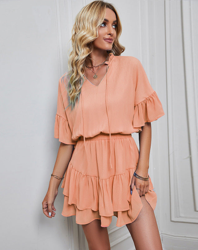 Dress- Be the Life of the Party in Our Fun and Flirty Mini Dress!- Orange- Pekosa Women Clothing