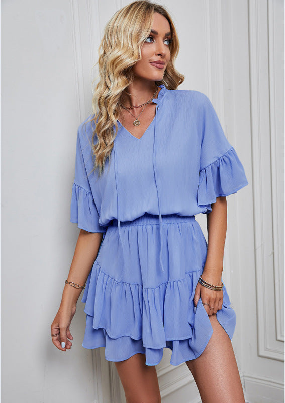 Dress- Be the Life of the Party in Our Fun and Flirty Mini Dress!- Blue- Pekosa Women Clothing