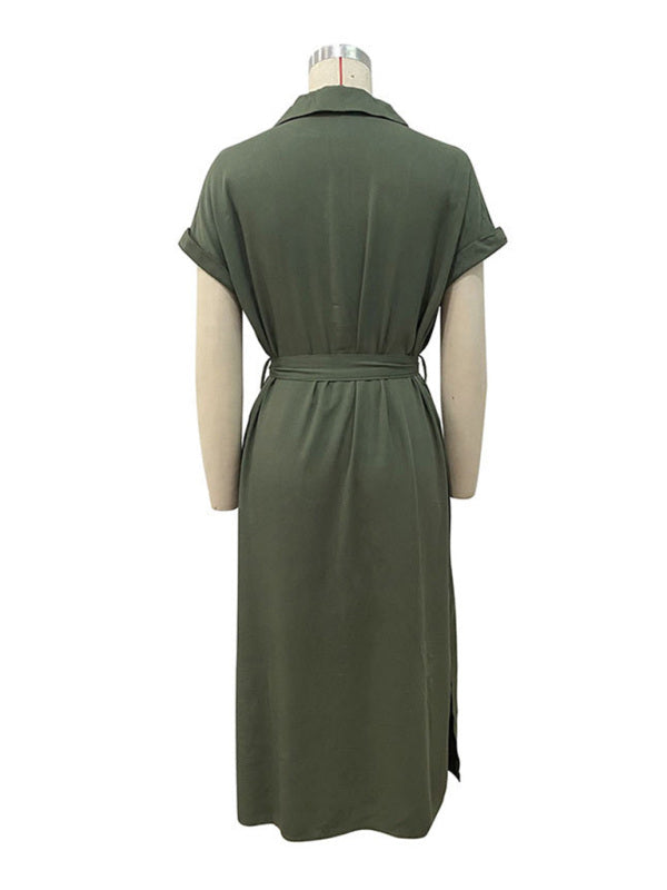 Dress- Belt Up and Feel Confident in Our Flattering Midi Dress- - Pekosa Women Clothing