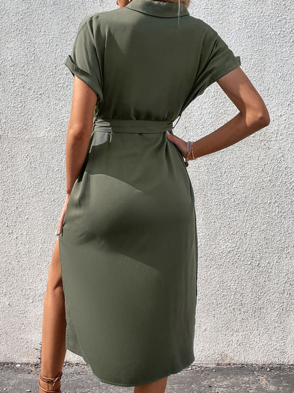 Dress- Belt Up and Feel Confident in Our Flattering Midi Dress- - Pekosa Women Clothing