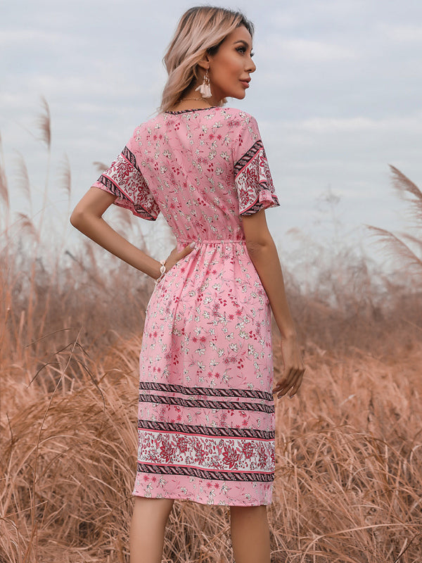 Dress- Bring a Touch of Bohemian to Your Style with Our Midi Dress- - Pekosa Women Clothing