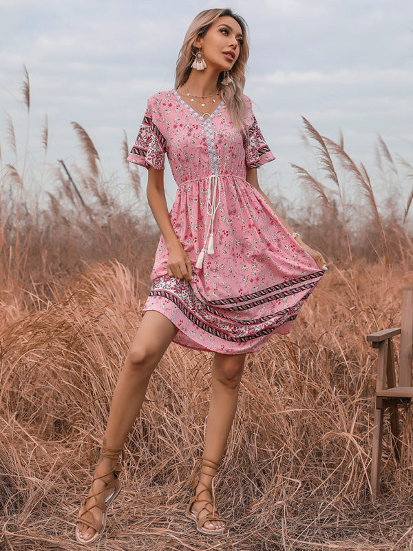 Dress- Bring a Touch of Bohemian to Your Style with Our Midi Dress- - Pekosa Women Clothing