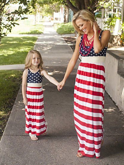 Dress- Celebrate in Style: Kids National Flag Maxi Tank Dress- - Pekosa Women Clothing