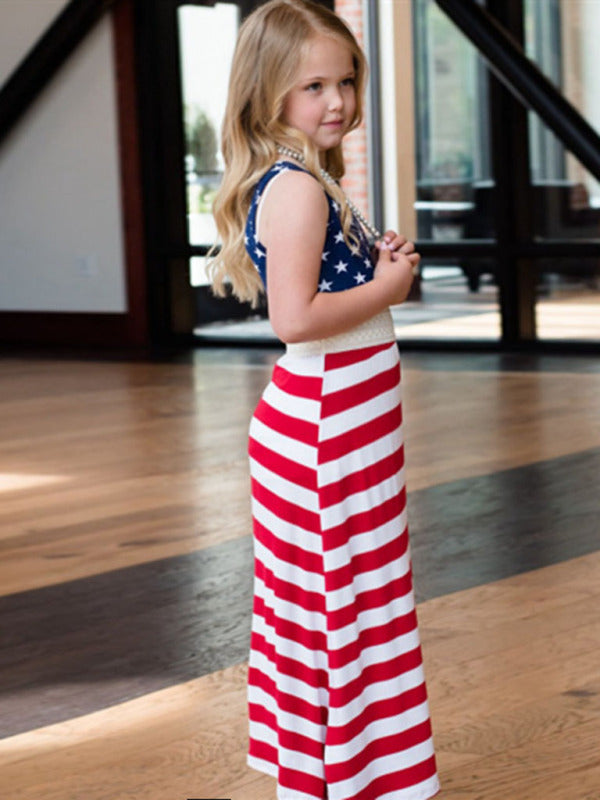 Dress- Celebrate in Style: Kids National Flag Maxi Tank Dress- - Pekosa Women Clothing