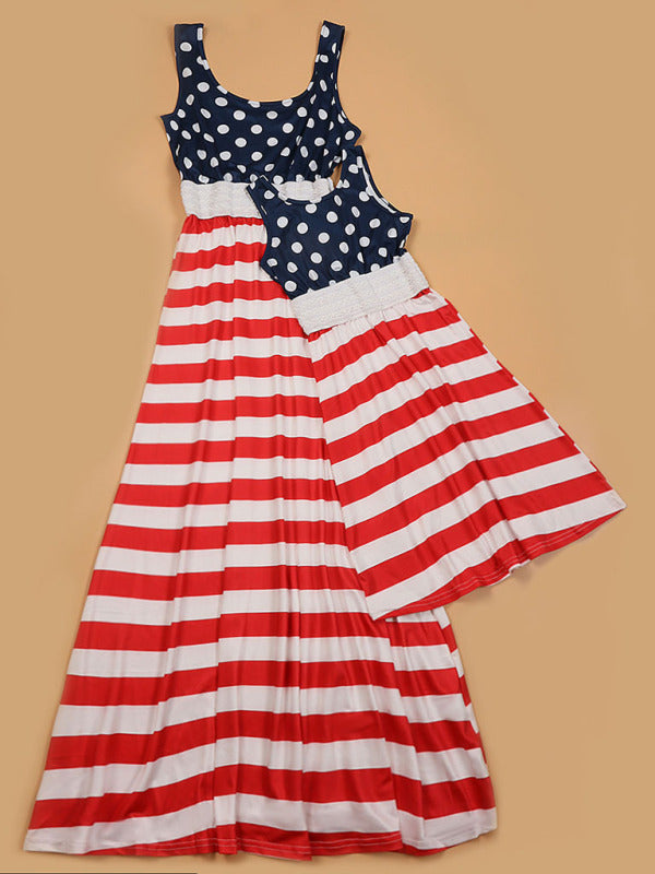 Dress- Celebrate in Style: Women's National Flag Stripe Maxi Tank Dress- - Pekosa Women Clothing