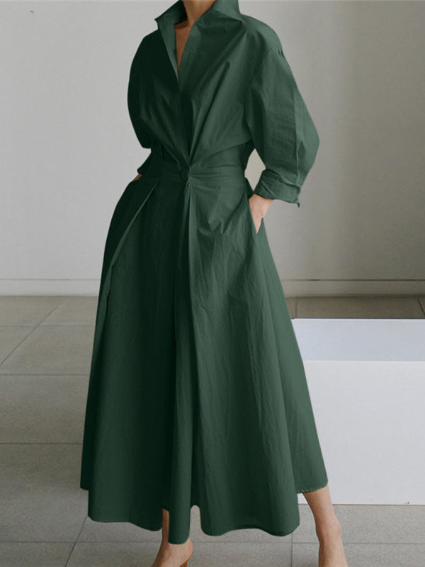 Dress- Classic Maxi Dress for Women - The Perfect Blend of Comfort and Style- Green- Pekosa Women Clothing