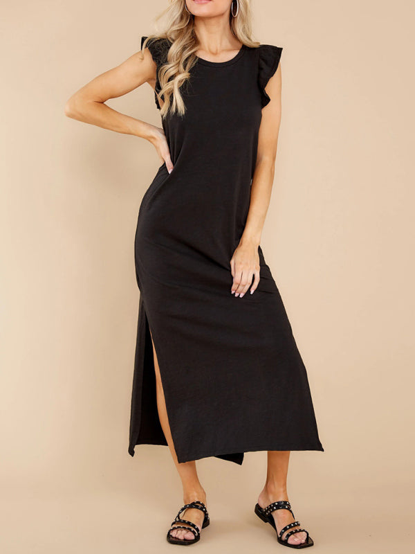 Dress- Don't Miss Out on Our Exclusive Flutter Maxi Dress Collection- Black- Pekosa Women Clothing