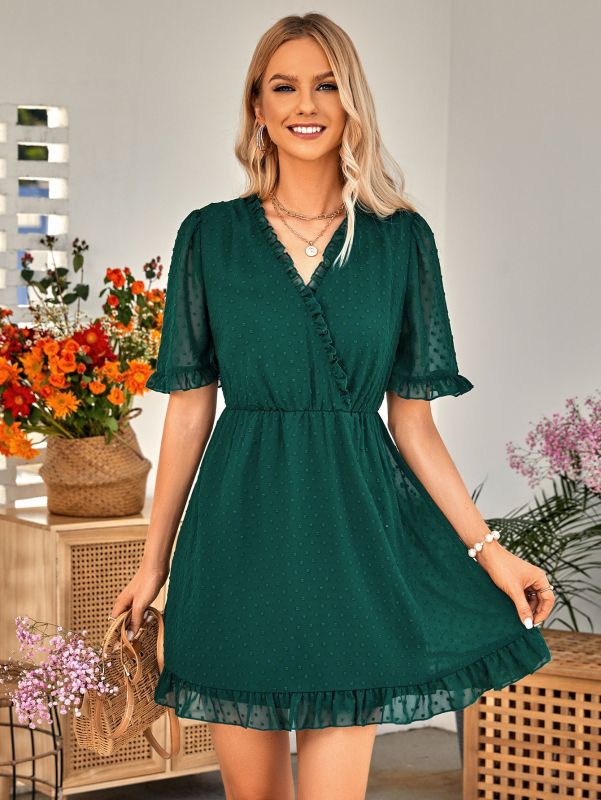 Dress- Elevate Your Summer Style with Our Versatile Flared Mini Dress- Green- Pekosa Women Clothing