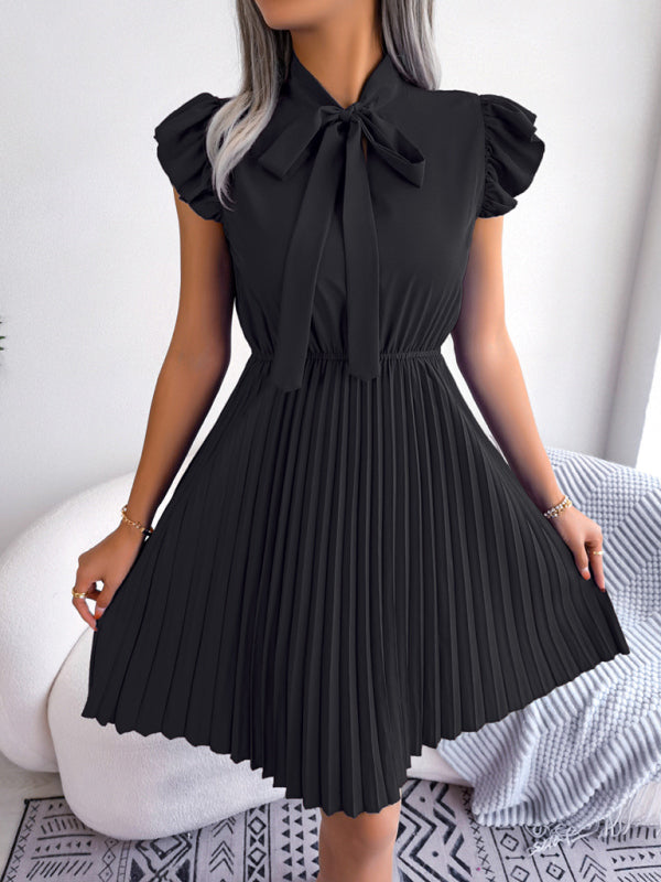 Dress- Experience the Comfort and Style of our Pleated Mini Dress - Order Now!- - Pekosa Women Clothing