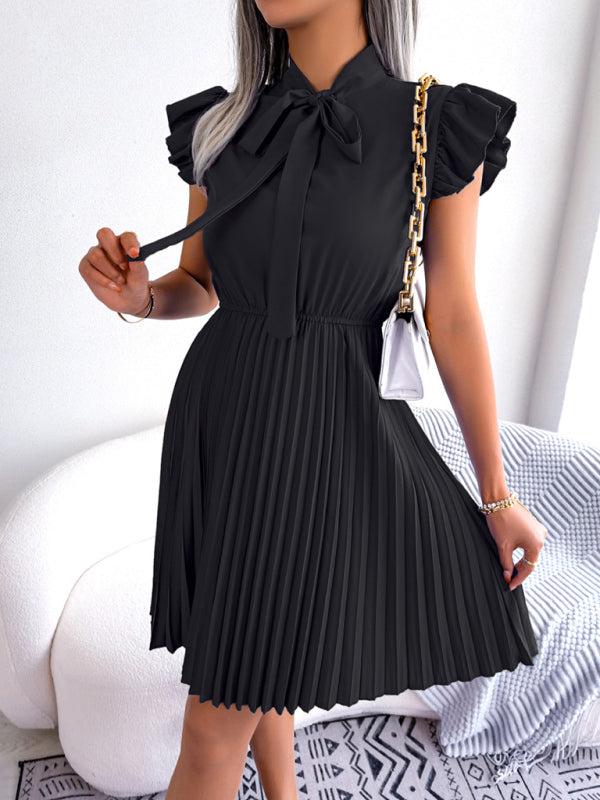 Dress- Experience the Comfort and Style of our Pleated Mini Dress - Order Now!- - Pekosa Women Clothing