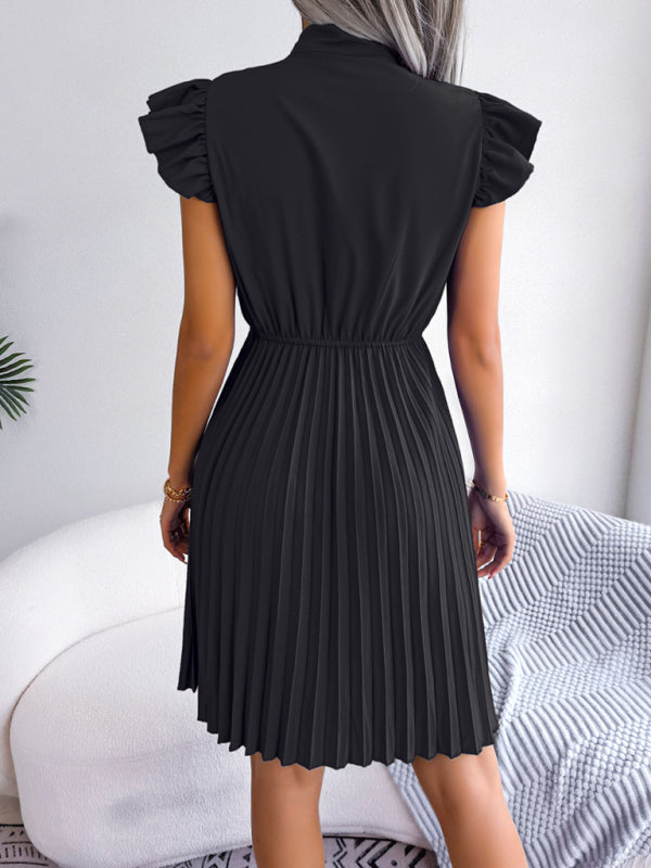 Dress- Experience the Comfort and Style of our Pleated Mini Dress - Order Now!- - Pekosa Women Clothing