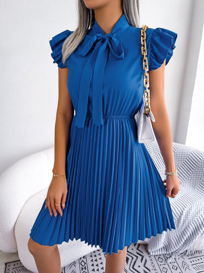 Dress- Experience the Comfort and Style of our Pleated Mini Dress - Order Now!- - Pekosa Women Clothing