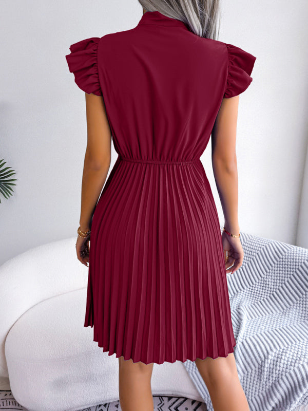 Dress- Experience the Comfort and Style of our Pleated Mini Dress - Order Now!- - Pekosa Women Clothing