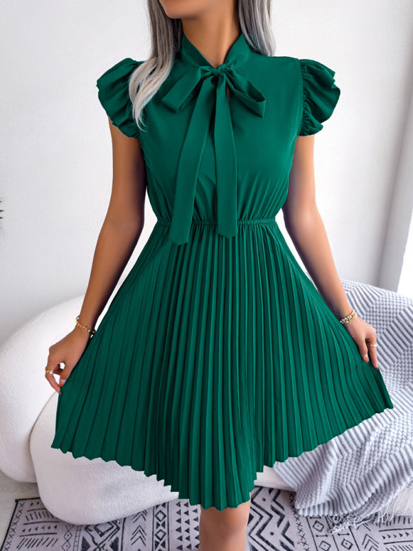 Dress- Experience the Comfort and Style of our Pleated Mini Dress - Order Now!- Green- Pekosa Women Clothing