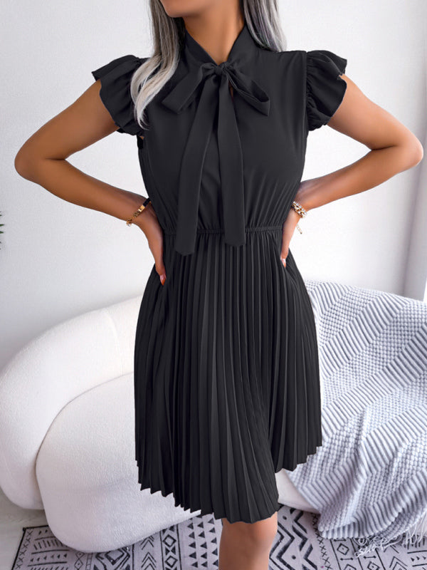 Dress- Experience the Comfort and Style of our Pleated Mini Dress - Order Now!- - Pekosa Women Clothing