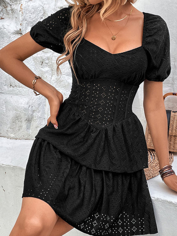 Dress- Feel Confident and Chic in Our Vintage Tiered Mini Dress - Shop Now!- - Pekosa Women Clothing