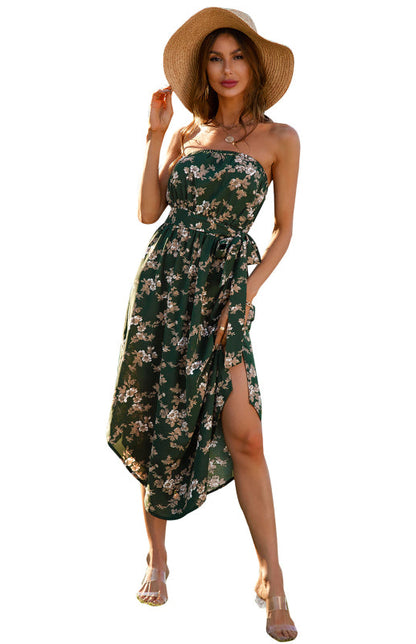 Dress- Flirty Strapless Midi Dress- - Pekosa Women Clothing