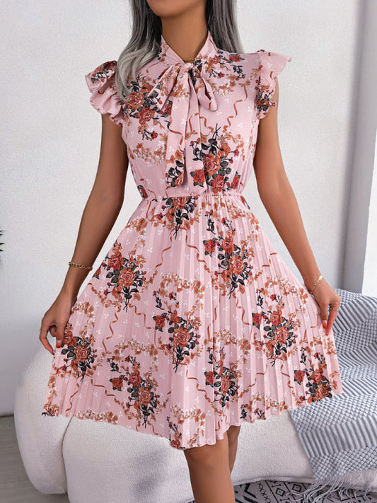 Dress- Floral Romance Mini Dress for Women - Perfect for Any Occasion- Pink- Pekosa Women Clothing