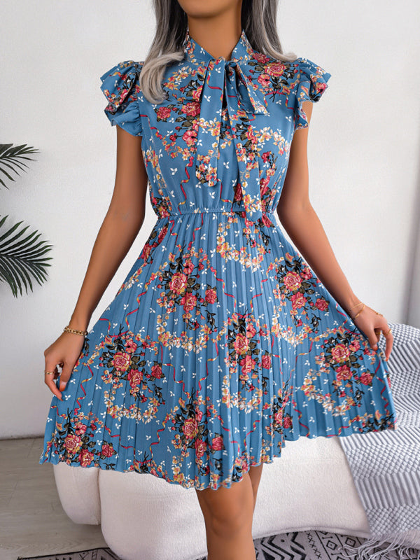 Dress- Floral Romance Mini Dress for Women - Perfect for Any Occasion- Blue- Pekosa Women Clothing