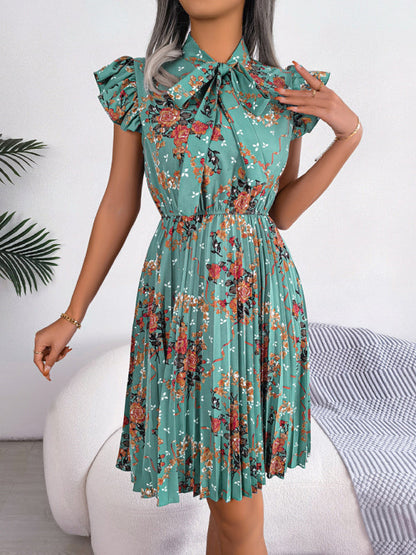 Dress- Floral Romance Mini Dress for Women - Perfect for Any Occasion- Green- Pekosa Women Clothing