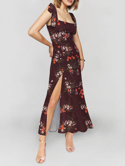 Dress- Floral Summer Cami Slit Midi Dress- - Pekosa Women Clothing