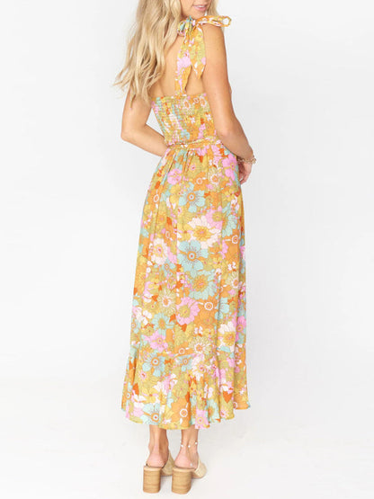 Dress- Floral Summer Cami Slit Midi Dress- - Pekosa Women Clothing