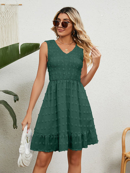 Dress- Jacquard Chiffon Tank Mini Dress - Perfect for Any Occasion!- - Pekosa Women Clothing