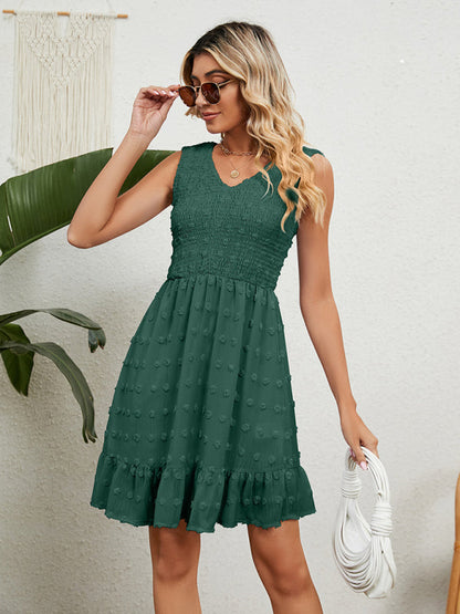 Dress- Jacquard Chiffon Tank Mini Dress - Perfect for Any Occasion!- - Pekosa Women Clothing