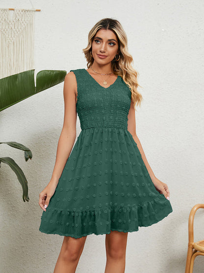 Dress- Jacquard Chiffon Tank Mini Dress - Perfect for Any Occasion!- Green- Pekosa Women Clothing