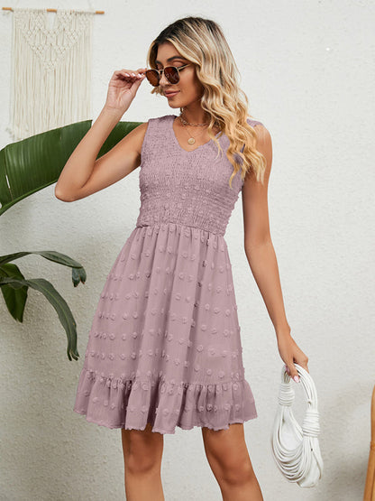 Dress- Jacquard Chiffon Tank Mini Dress - Perfect for Any Occasion!- - Pekosa Women Clothing