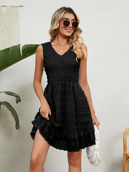 Dress- Jacquard Chiffon Tank Mini Dress - Perfect for Any Occasion!- - Pekosa Women Clothing