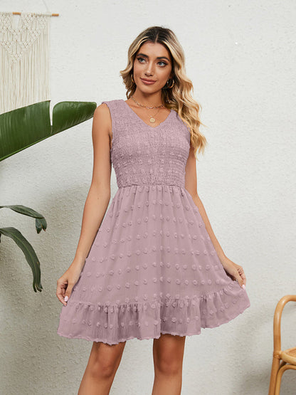 Dress- Jacquard Chiffon Tank Mini Dress - Perfect for Any Occasion!- - Pekosa Women Clothing