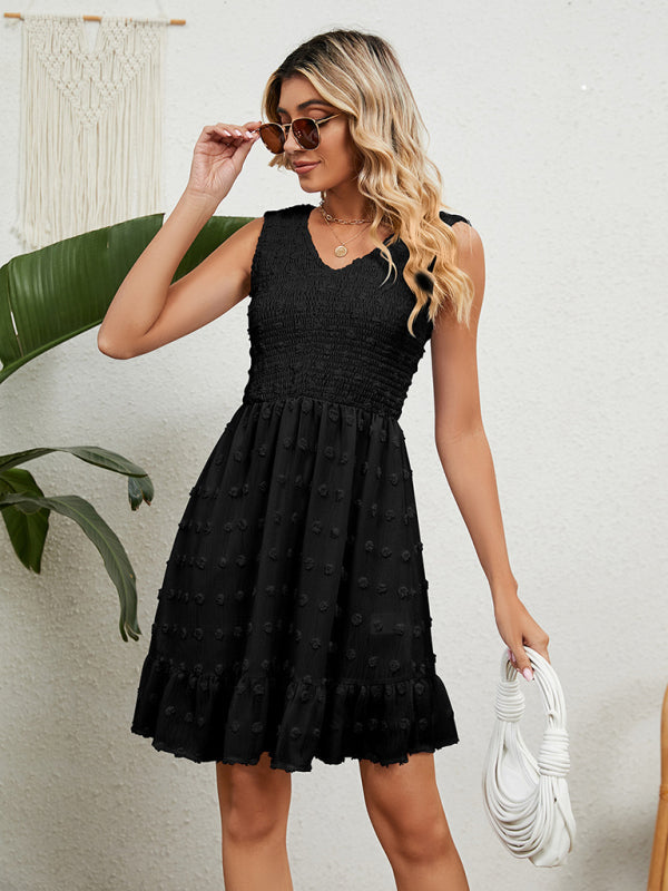 Dress- Jacquard Chiffon Tank Mini Dress - Perfect for Any Occasion!- - Pekosa Women Clothing