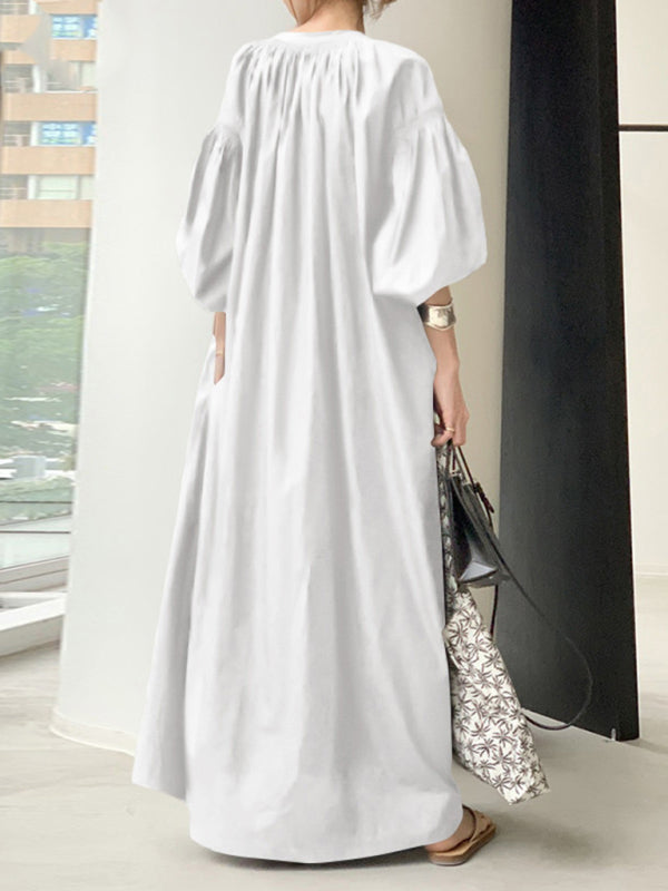 Dress- Maxi Tunic Dress for Women - Japanese Design, Oversized Fit, and Cotton Fabric- - Pekosa Women Clothing