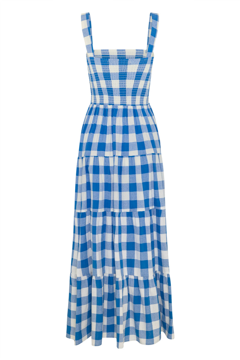 Dress- Plaid Tiered Shirred Cami Maxi Dress- - Pekosa Women Clothing