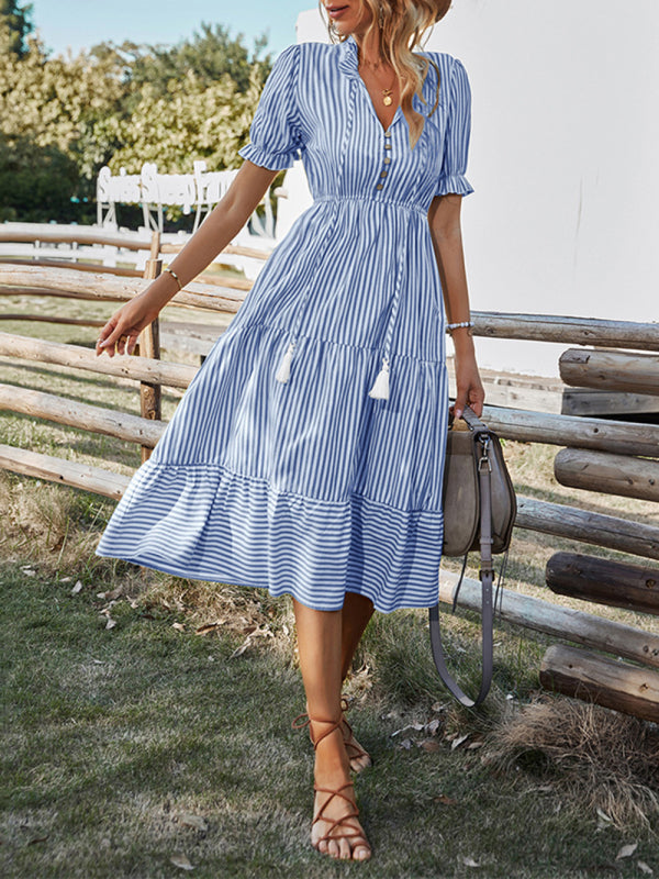 Dress- Summer with Our Chic and Stylish Tiered Midi Dress!- - Pekosa Women Clothing