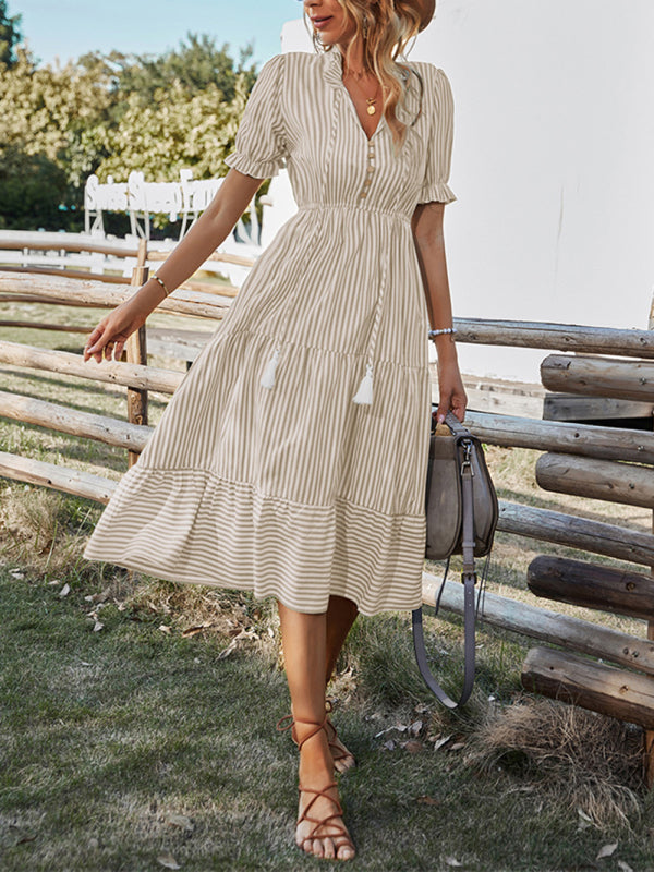 Dress- Summer with Our Chic and Stylish Tiered Midi Dress!- - Pekosa Women Clothing