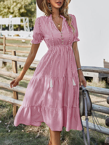 Dress- Summer with Our Chic and Stylish Tiered Midi Dress!- - Pekosa Women Clothing