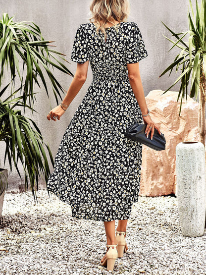 Dress- Women's Flower Maxi Dress- - Pekosa Women Clothing