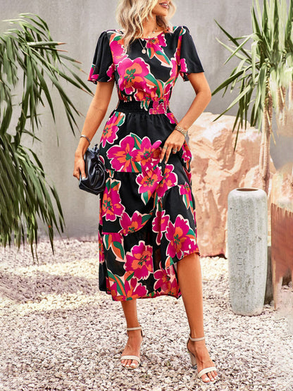 Dress- Women's Flower Maxi Dress- - Pekosa Women Clothing