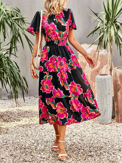 Dress- Women's Flower Maxi Dress- - Pekosa Women Clothing