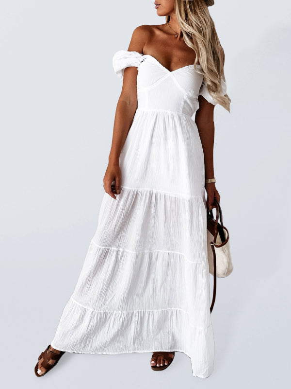 Dresses- Don't Wait to Feel Beautiful Get Your Tiered Cotton Maxi Dress Today- White- Pekosa Women Clothing