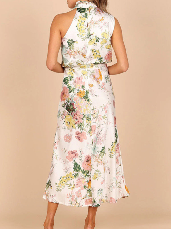 Dresses- Satin Floral Maxi Dress Will Make You Shine!- - Pekosa Women Clothing