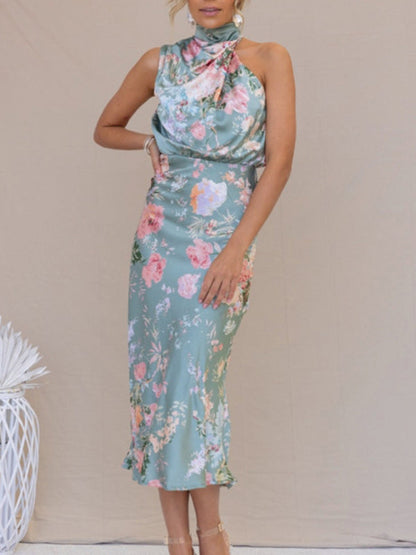 Dresses- Satin Floral Maxi Dress Will Make You Shine!- Pattern3- Pekosa Women Clothing