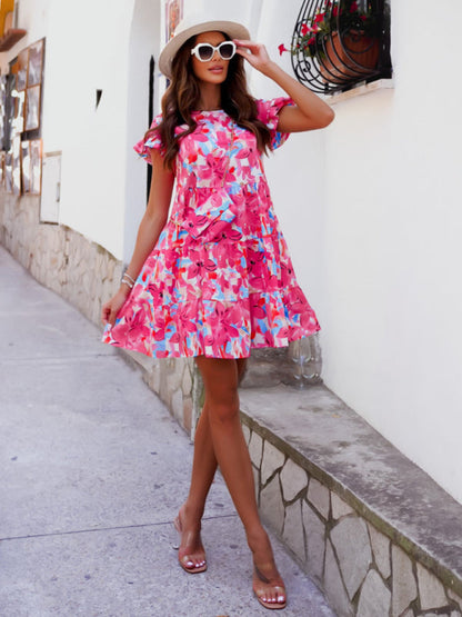 Dresses- Women's Floral Tiered Ruffle Dress - Perfect For All Occasions!- - Pekosa Women Clothing