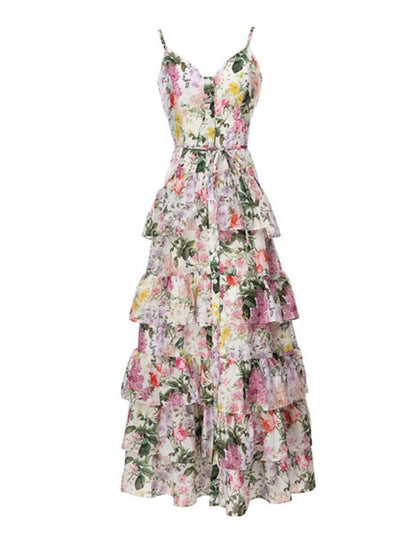 Floral Tiered Ruffle Maxi Dress for Summer Weddings